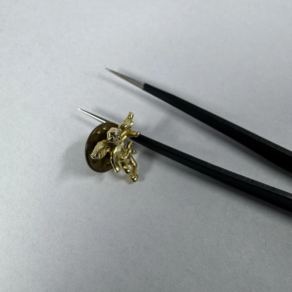 Lapel Hat Tie Pin: Vintage Guardian Angel Christian Faith Religion Gold Tone